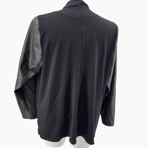 Torrid 3 Womens 22/24 Open Front Waterfall Cardigan With Faux Leather Sleeves - Picture 5 of 6